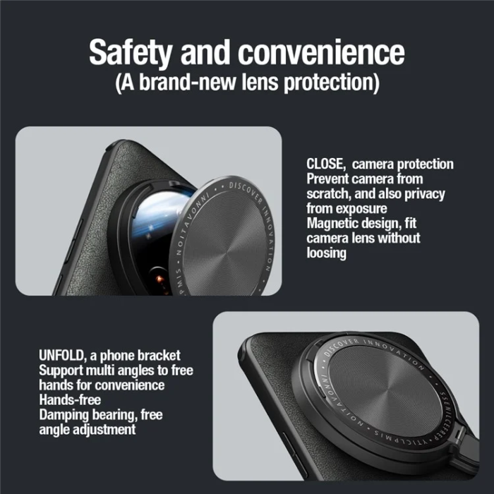 Nillkin - Nillkin Xiaomi 14 Ultra Mobilskal CamShield Prop Läder - Svart