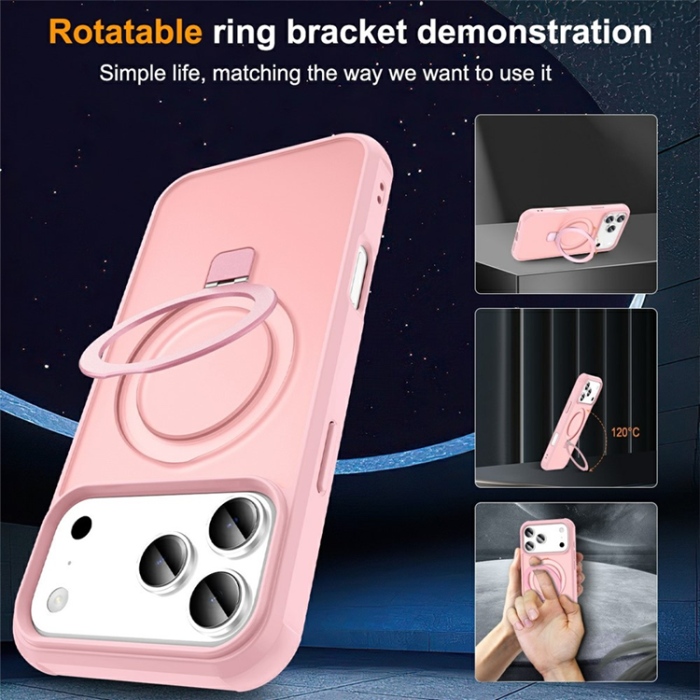 A-One Brand - iPhone 17 Pro Mobilskal MagSafe TPU+PC Kickstand - Rosa