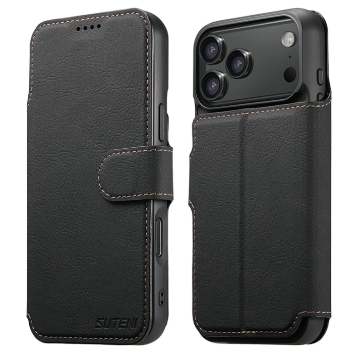 SUTENI - SUTENI iPhone 17 Pro Max Plånboksfodral Detachable Q-05 - Svart