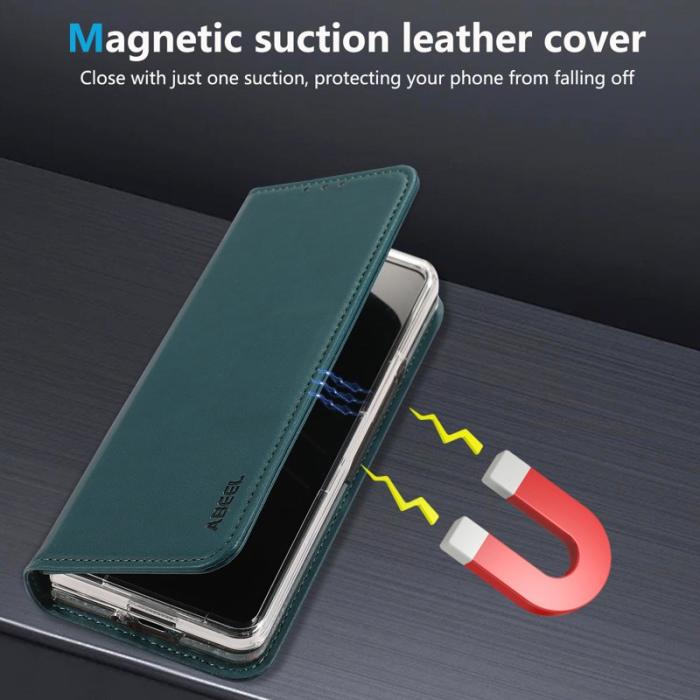 ABEEL - ABEEL Samsung Galaxy Z Fold5 Plånboksfodral RFID-Skydd Konstläder - Grön