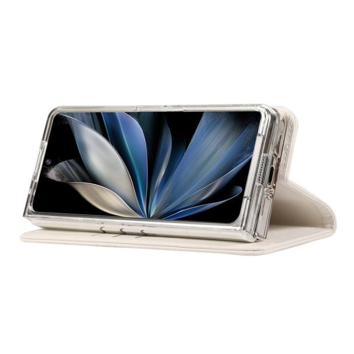 ABEEL - ABEEL Samsung Galaxy Z Fold5 Plånboksfodral RFID-Skydd Konstläder Vit
