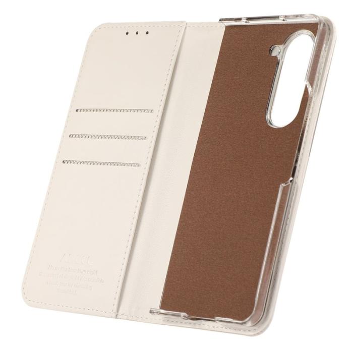 ABEEL - ABEEL Samsung Galaxy Z Fold5 Plånboksfodral RFID-Skydd Konstläder Vit