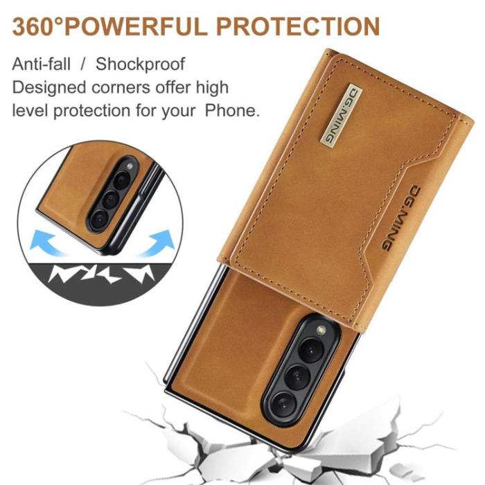 DG.MING - DG.MING Galaxy Z Fold 4 Plånboksfodral M2 Magnetic Kickstand - Brun