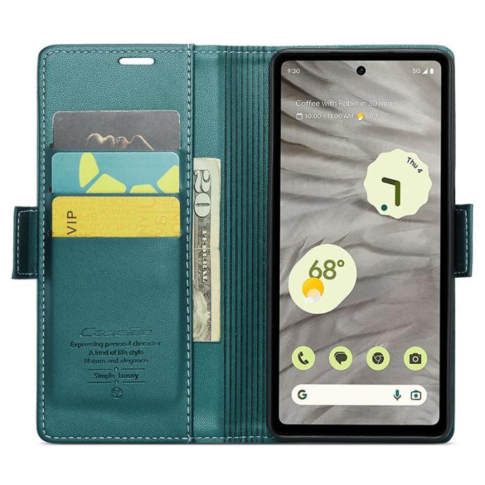 Caseme - CASEME Plånboksfodral Konstläder för Google Pixel 7a - Grön