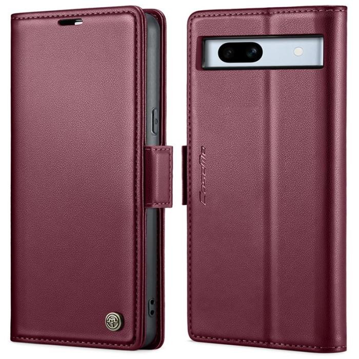 Caseme - CASEME Plånboksfodral Konstläder för Google Pixel 7a med RFID-Skydd - Röd
