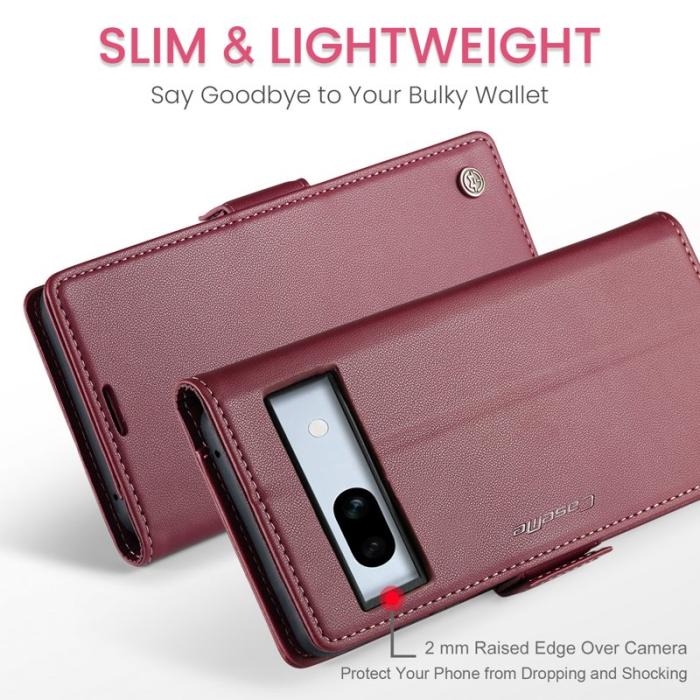 Caseme - CASEME Plånboksfodral Konstläder för Google Pixel 7a med RFID-Skydd - Röd