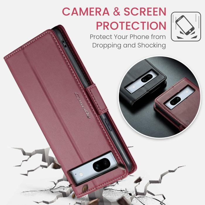 Caseme - CASEME Plånboksfodral Konstläder för Google Pixel 7a med RFID-Skydd - Röd
