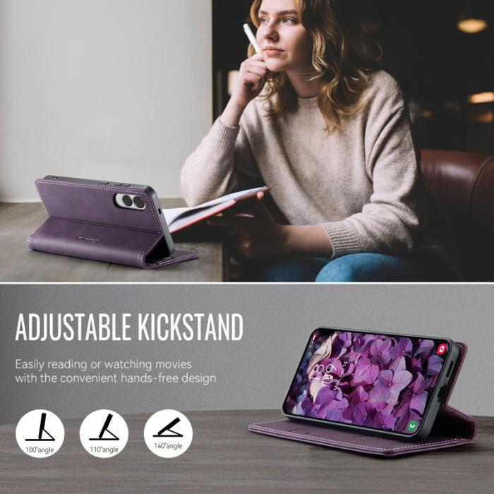 Caseme - CASEME 033 Mobilskal till Samsung Galaxy S25 Edge Läder Plånbok Lila