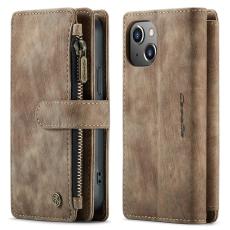 Caseme - CASEME C30 Pl&aring;nboksfodral f&ouml;r iPhone 13 mini med rem - Brun Konstl&auml;der