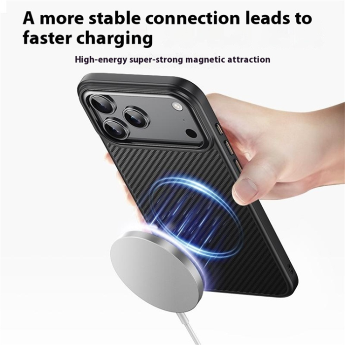 A-One Brand - iPhone 17 Pro Max Mobilskal MagSafe Carbon Fiber - Svart
