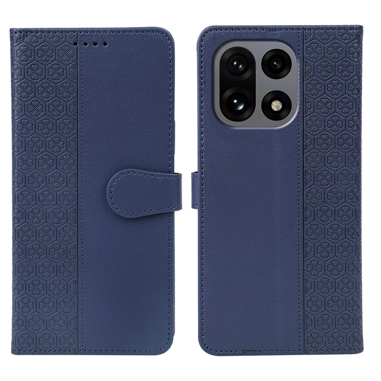OnePlus 15 Plånboksfodral Clasp Four Leaf Clover Läder (Blå) | 2353 | AlltMobil