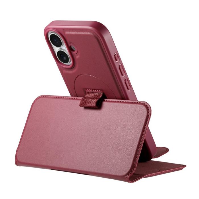 CASENEO - CASENEO iPhone 16 Plus Plånboksfodral RFID Blocking Konstläder - Röd