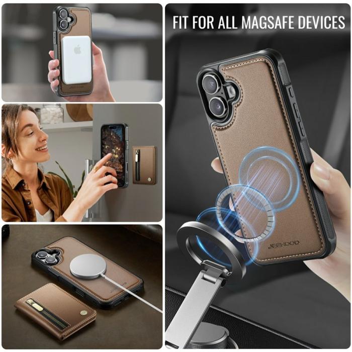 JEEHOOD - JEEHOOD J12 Mobilskal till iPhone 17 Magnetiskt Konstläder Brun