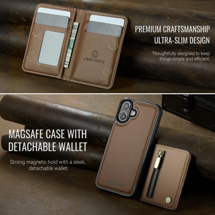 JEEHOOD - JEEHOOD J12 Mobilskal till iPhone 17 Magnetiskt Konstläder Brun