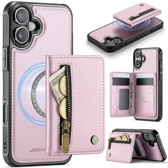 JEEHOOD - JEEHOOD J12 Mobilskal till iPhone 17 Magnetiskt Konstläder Rosa