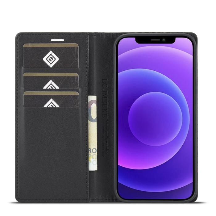 LC.imeeke - LC.IMEEKE iPhone 13 Plånboksfodral i Konstläder - Röd med svart rand