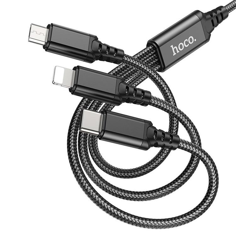 Hoco 3in1 USB-A till USB-C Lightning microUSB kabel X76 1m | 3541 | AlltMobil
