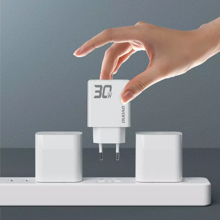 Dudao - Dudao Snabbladdare 30W USB-A Till USB-C GaN - Vit