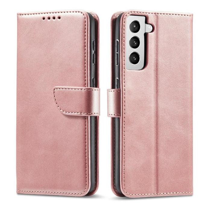 UTGATT1 - Galaxy S21 FE Plånboksfodral Magnet Elegant - Rosa