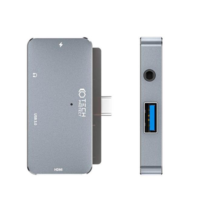 Tech-Protect - Tech-Protect V6-Hub Adapter 4in1 - Grå