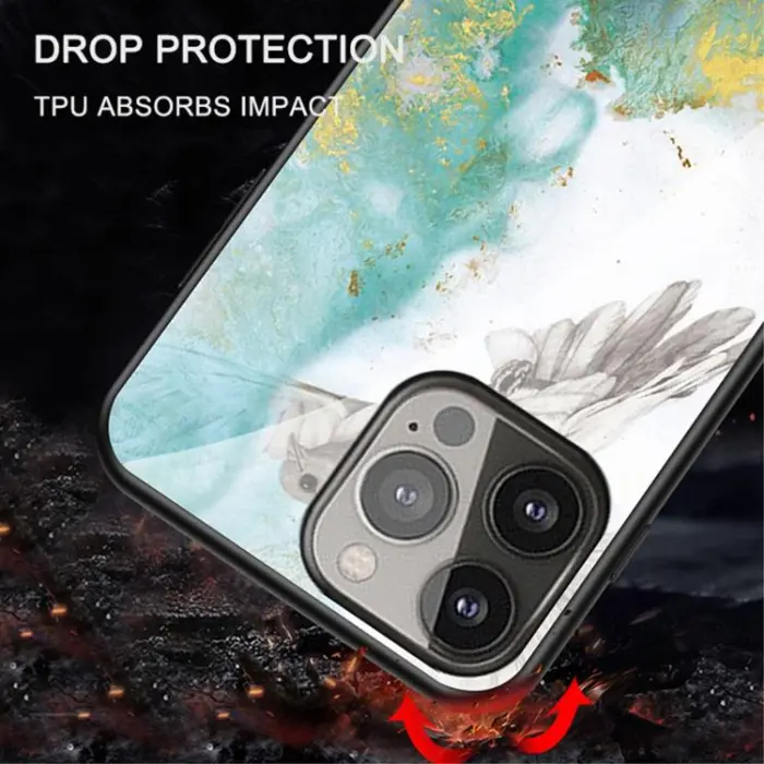 OEM - Anti-Scratch Härdat Glas Skärmskydd iPhone 13 Pro - Vit Marble