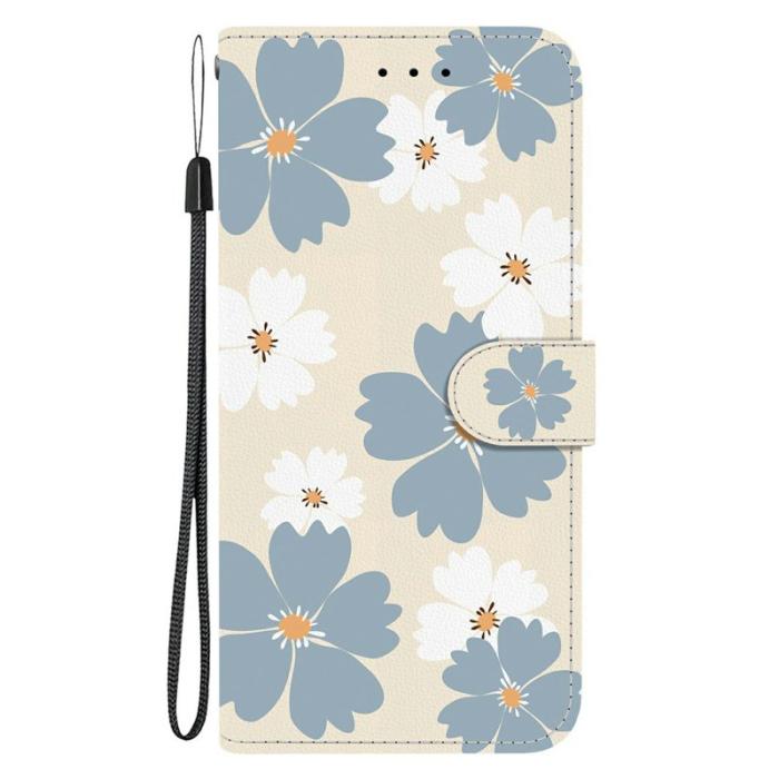 OEM - Samsung Galaxy S26 Fodral Mönstertryck Konstläder Ställ - Blå Daisy