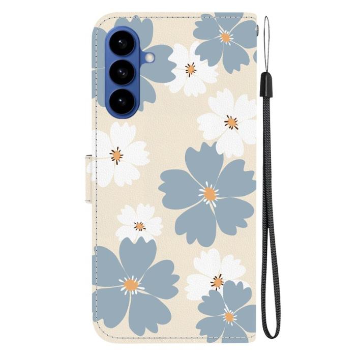 OEM - Samsung Galaxy S26 Fodral Mönstertryck Konstläder Ställ - Blå Daisy