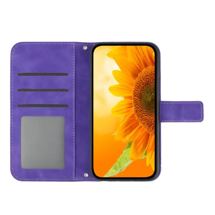 A-One Brand - iPhone 17 Pro Max Plånboksfodral Sunflower Imprint - Mörklila