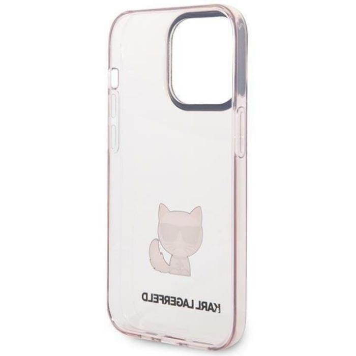 UTGATT1 - Karl Lagerfeld iPhone 14 Pro Skal Transparent Choupette Body - Rosa