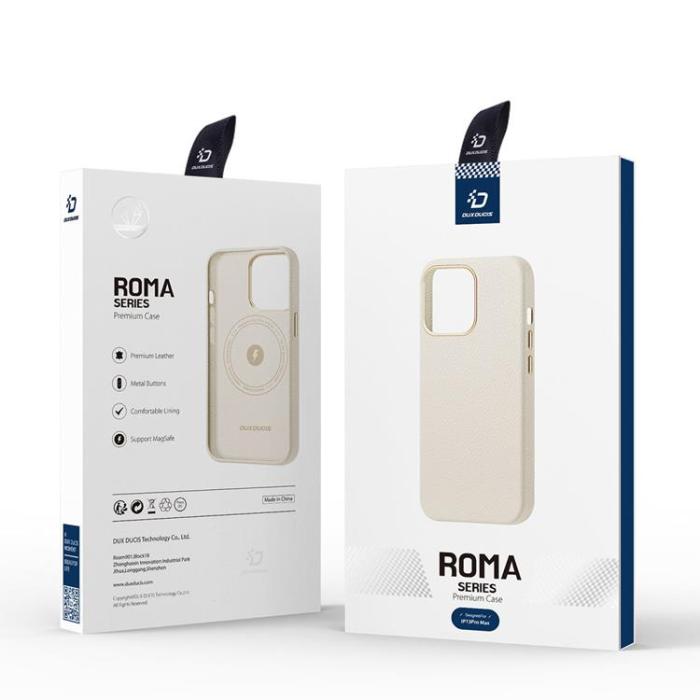 Dux Ducis - Dux Ducis iPhone 13 Pro Max MagSafe Skal Äkta Läder Roma - Vit