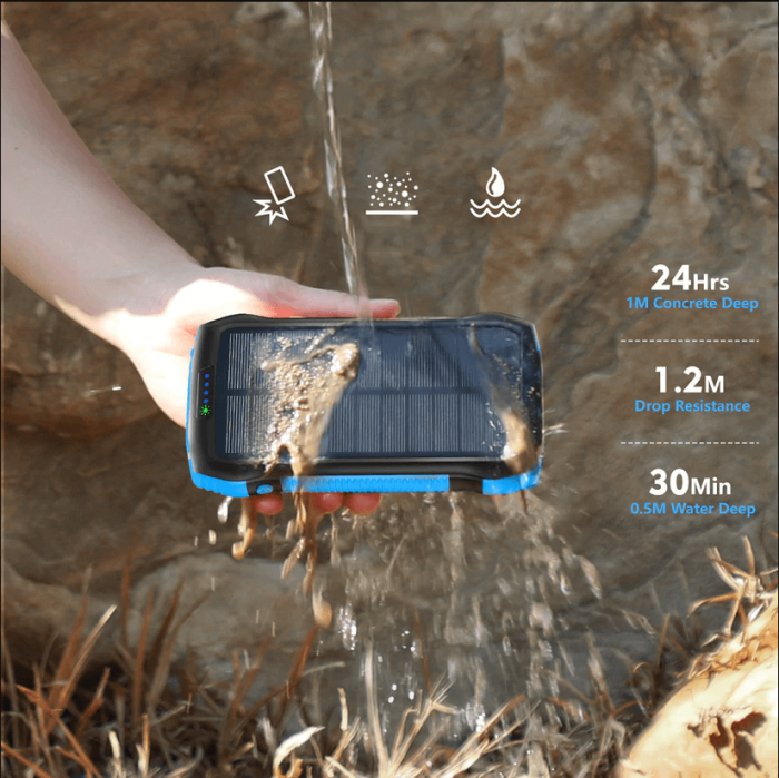 A-One Brand - Solcells powerbank - Trådlös laddning - PD/QC 30 - 33500 mAh
