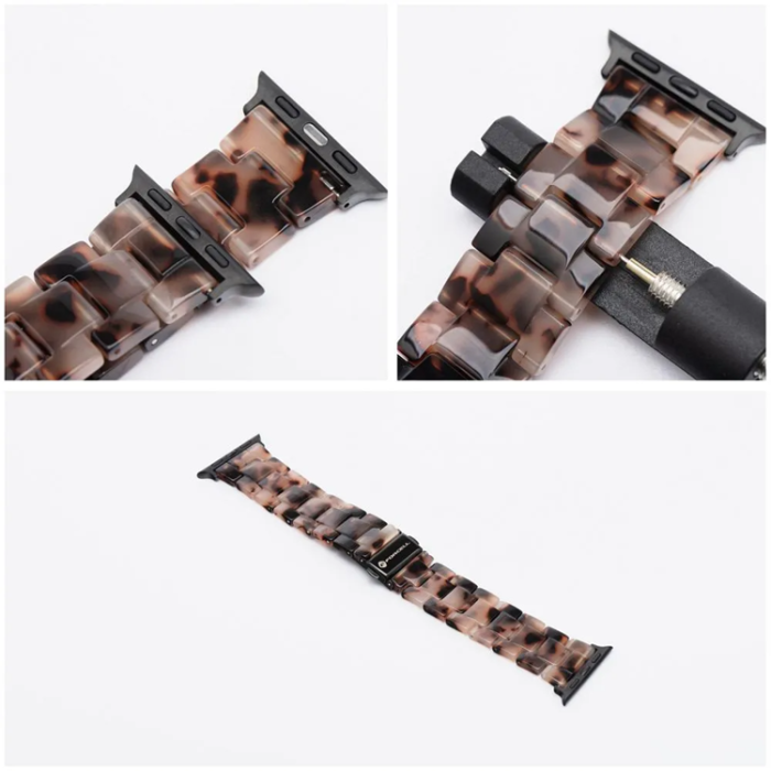 Forcell - Forcell Apple Watch (38/40/41) Armband Resin Marble - Brun