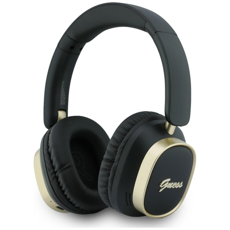 Guess On-Ear Hörlurar Bluetooth ENC Rectangle Metal Script - Svart