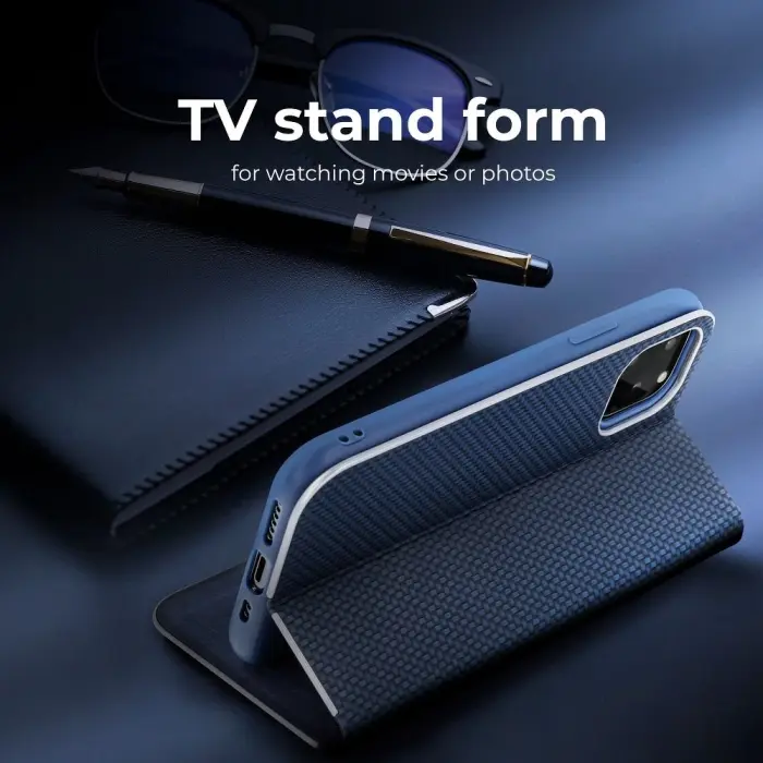 OEM - Galaxy A40 Plånboksfodral Forcell Luna Carbon - Blå
