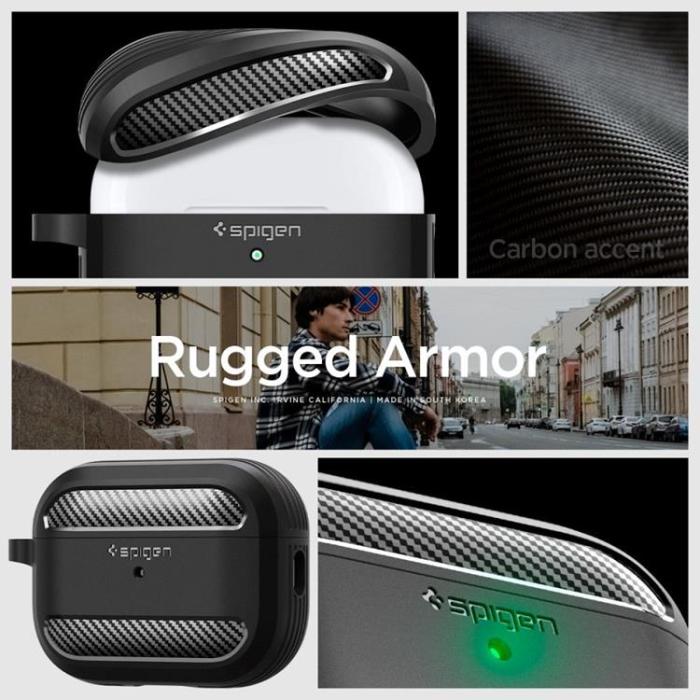 Spigen - Spigen Airpods Pro 1/2 Skal Rugged Armored - Svart