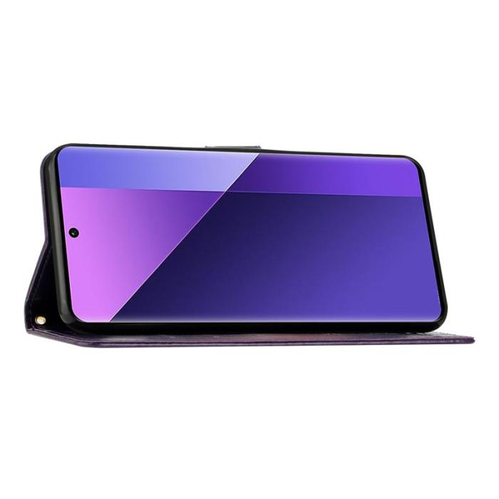 OEM - Samsung Galaxy S26 Ultra Fodral Äkta Läder Fjäril Blommor - Mörklila