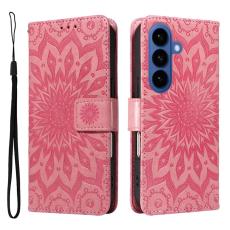 OEM - Samsung Galaxy S26 Plus Pl&aring;nboksfodral Konstl&auml;der Solrostryck - Rosa