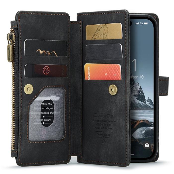Caseme - CASEME iPhone 15 Pro Max Plånboksfodral C30 Zipper - Svart