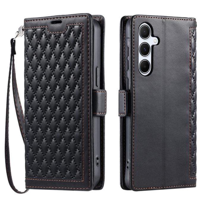 OEM - Samsung Galaxy S26/S26 Pro Plånboksfodral Konstläder Rhombus - Svart