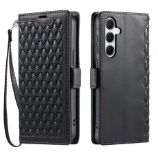 OEM - Samsung Galaxy S26/S26 Pro Pl&aring;nboksfodral Konstl&auml;der Rhombus - Svart