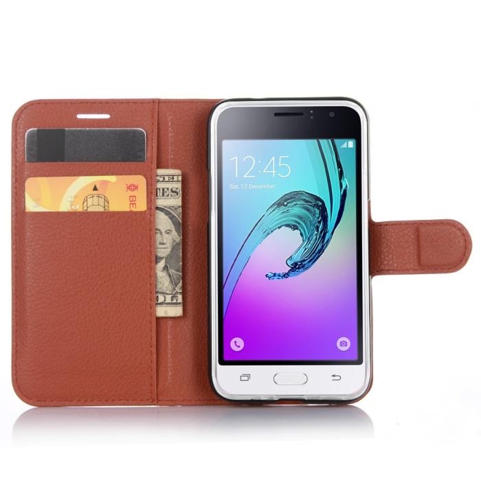 UTGATT5 - Plånboksfodral till Samsung Galaxy J1 (2016) - Brun