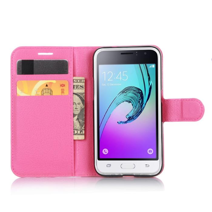 UTGATT5 - Plånboksfodral till Samsung Galaxy J1 (2016) - Magenta