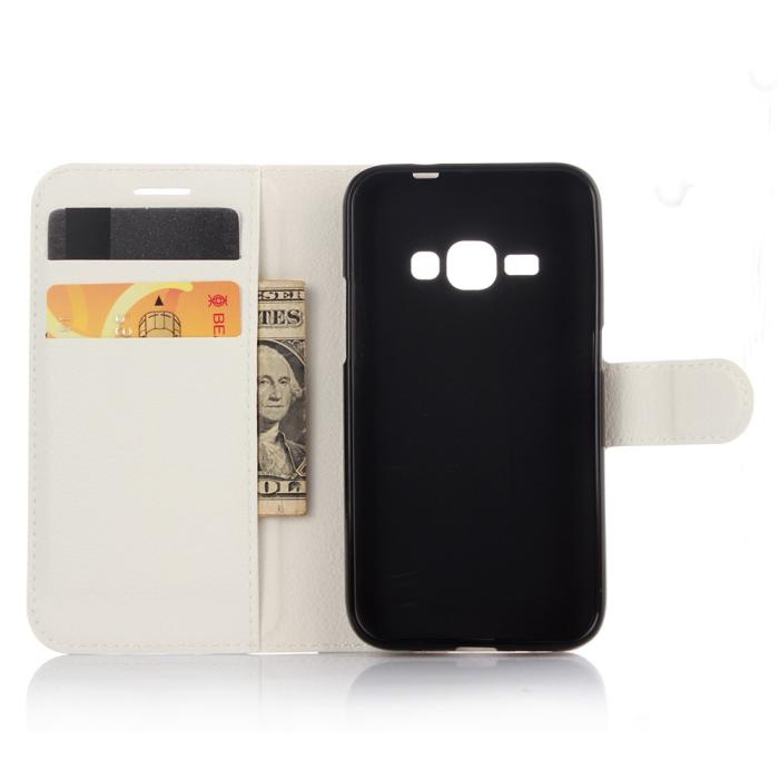 UTGATT5 - Plånboksfodral till Samsung Galaxy J1 (2016) - Vit
