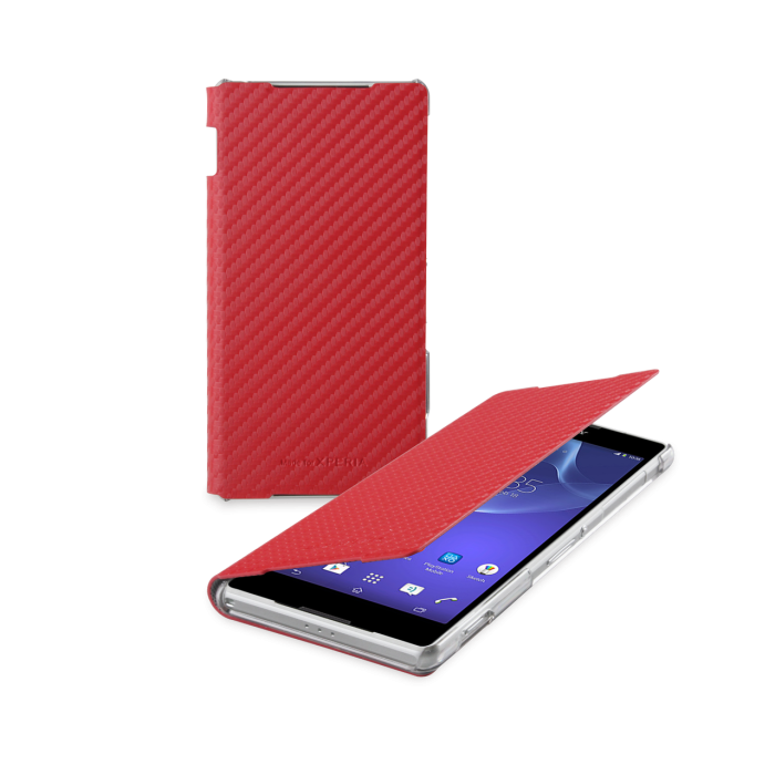 UTGATT5 - Roxfit - Made for Xperia - Book flip case till Sony Xperia Z2 (Carbon Röd)
