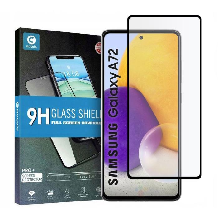 UTGATT - MOCOLO Härdat Glas Skärmskydds Skärmskydd (Full Glue) Galaxy A72 Svart