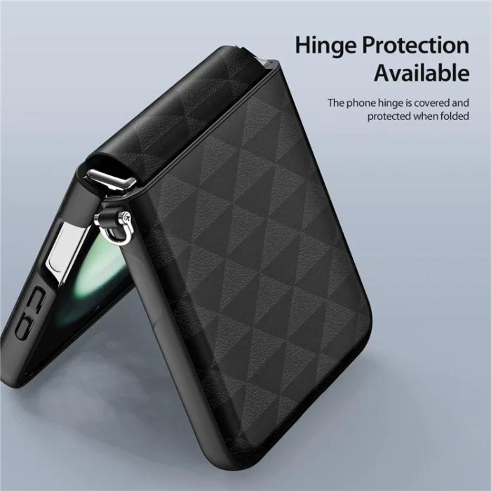 Dux Ducis - Dux Ducis Galaxy Z Flip 6 Mobilskal Fitt Rhombus Läder - Svart