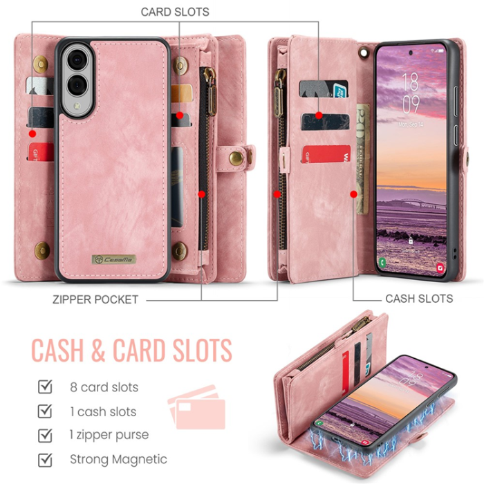 Caseme - CASEME Galaxy S25 Edge Plånboksfodral Med Rem - Rosa