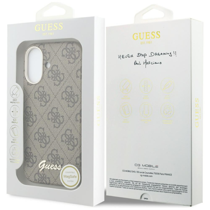 Guess - Guess Mobilskal För iPhone 17 MagSafe 4G Script - Brun