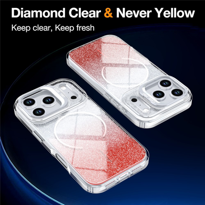 A-One Brand - iPhone 17 Pro Max Mobilskal MagSafe Shockproof Glitter Gradient - Orange