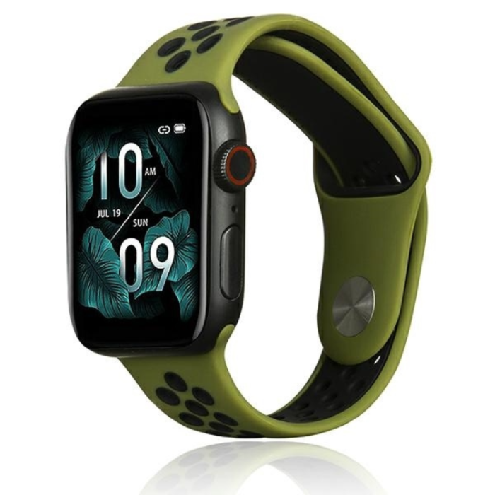 Beline - Beline Apple Watch (38/40/41mm) Armband Sport Silikon - Svart/Grön
